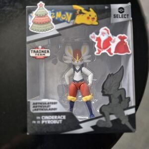 Pokémon Select Cinderace Figure - White, Red, Yellow, Blue